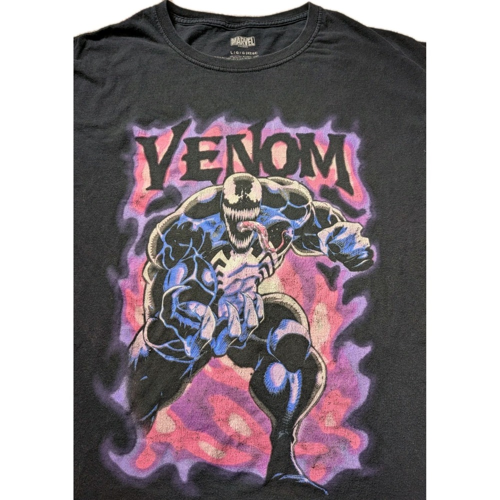 Mad Engine Marvel Venom Black Adult T-Shirt Purple Smoke Style L